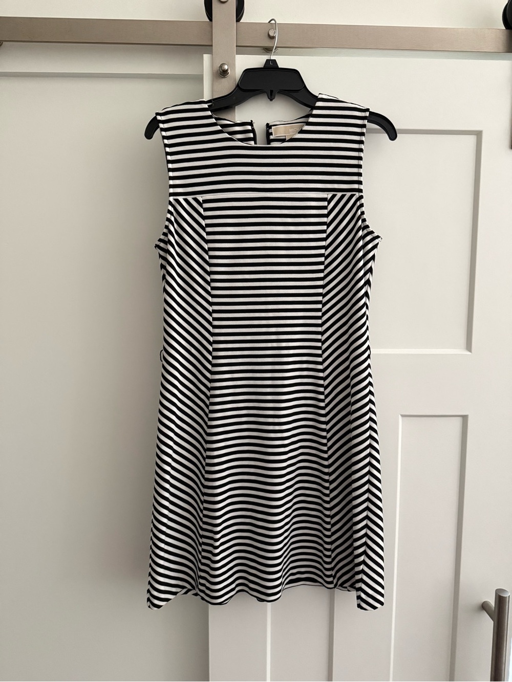 Michael Kors Sleeveless Black and White Striped A-Line Dress